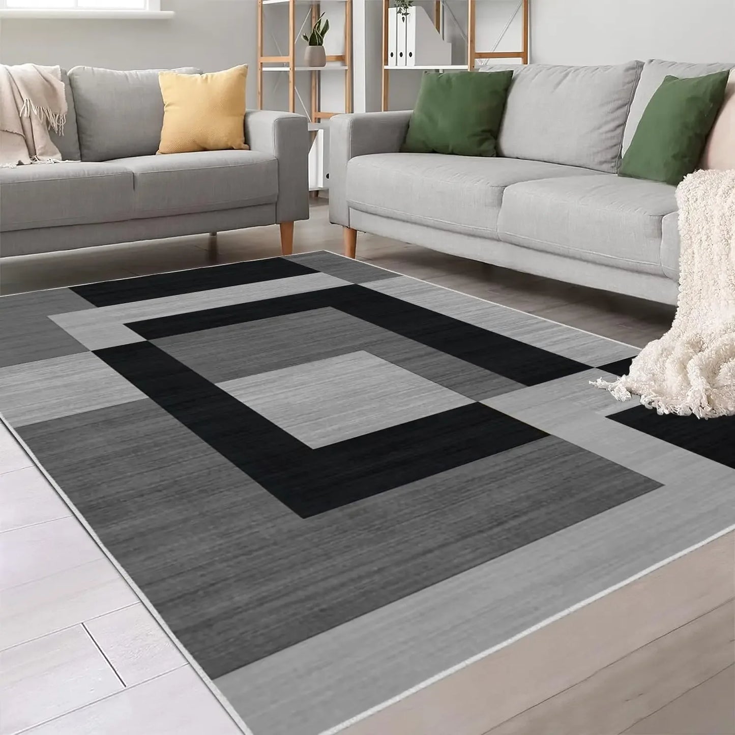 VIKAMA Geometric Style Living Room Carpet – Durable Slip-Resistant Rug for Sofa, Bedroom & Coffee Table