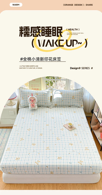 100% Cotton Cute Bear Print Bed Sheet, All Sizes