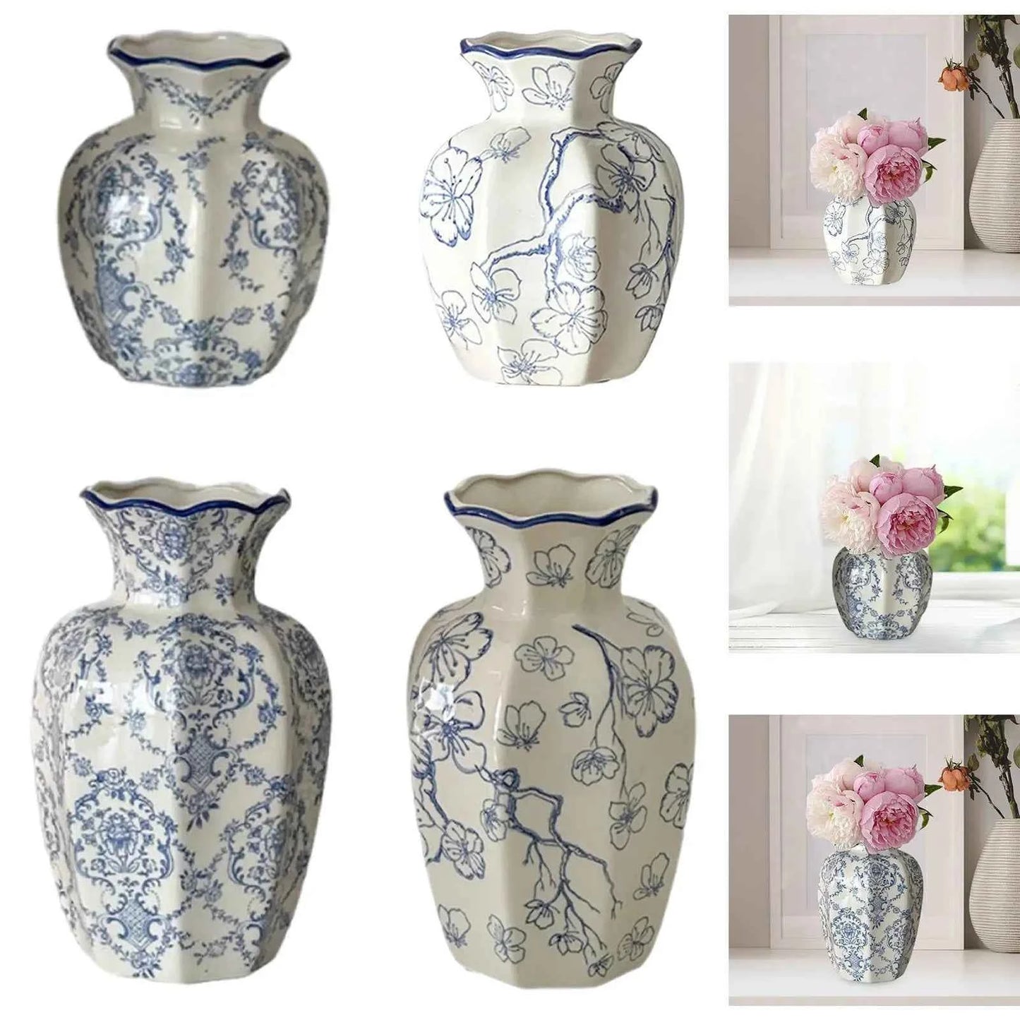 Chinese Ceramic Flower Vase Home Decor Plant Holder for Office Wedding Table