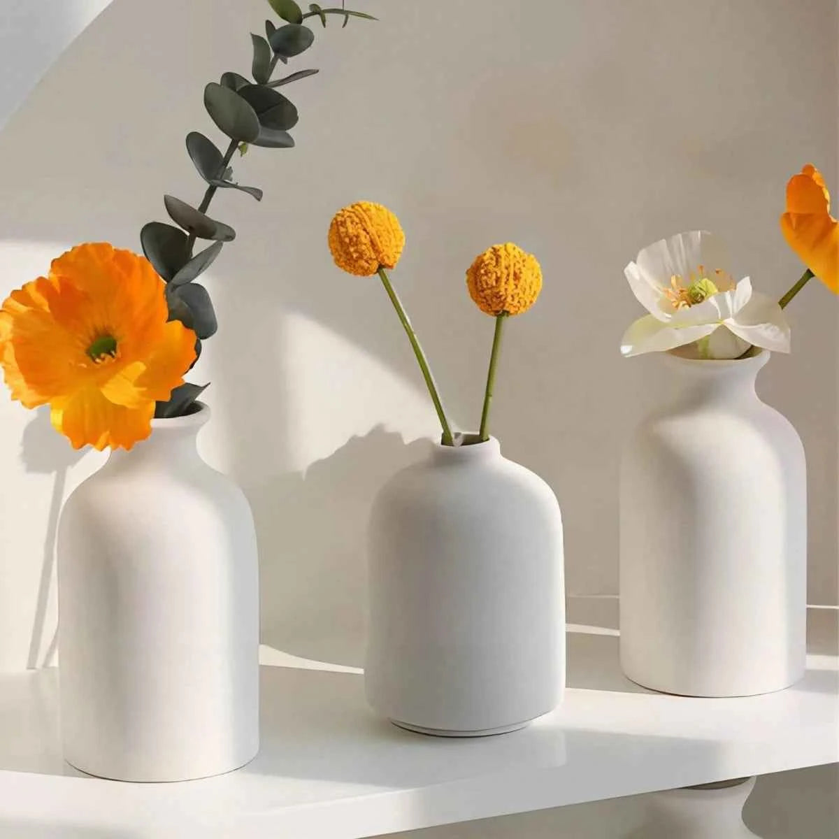 3pcs Bohemian Ceramic Vase Set, Modern Bohemian Farmhouse Home Decoration Vase, Living Room, Bookshelf, Dining Table Decoration