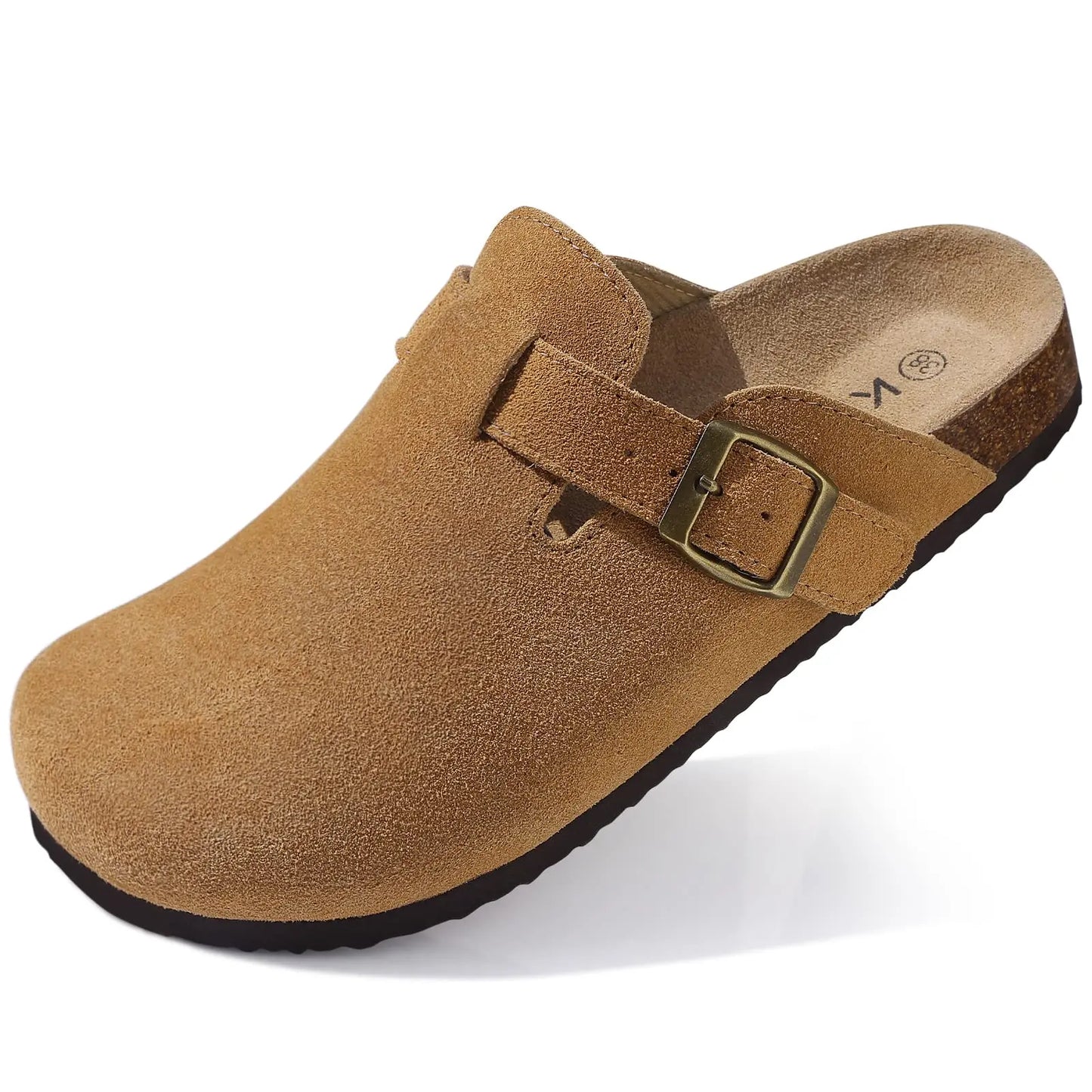 Men’s Suede Clogs — Soft Leather Cork Sandals with Arch Support