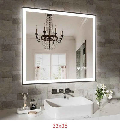 72x36 Inch Frameless Smart LED Bathroom Mirror with Touch Control and Anti-Fog Feature