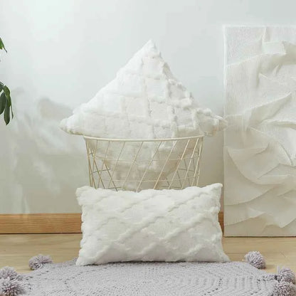 Soft Plush Wool Throw Pillow Covers Luxury Style Cushion Covers European Pillow Shell for Sofa Bedroom Cream Khaki Christmas