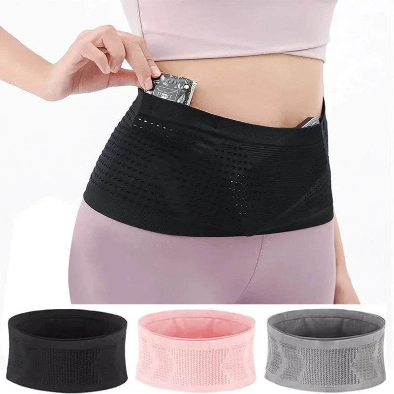 Seamless Invisible Running Waist Belt Bag Gym Bags Fitness Jogging Cycling Flat Fanny Pack Travel for Unisex Sports Phone Bags