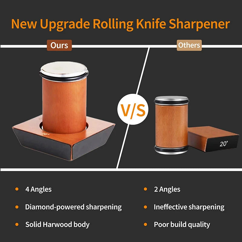 New Wooden【4 Angle】Rolling Knife Sharpener 15/18/20/22° Roller Sharpeners Professional Grinding System Diamond Sharpening Stone