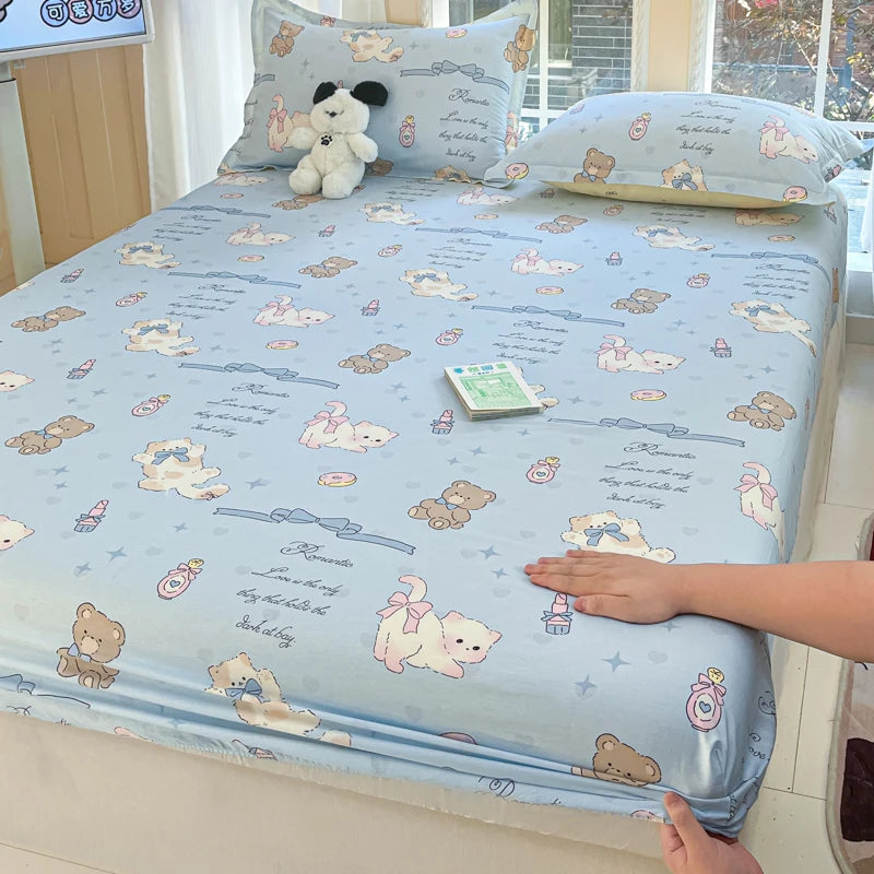 Fashion Flower Print Fitted Sheet, 100% Cotton