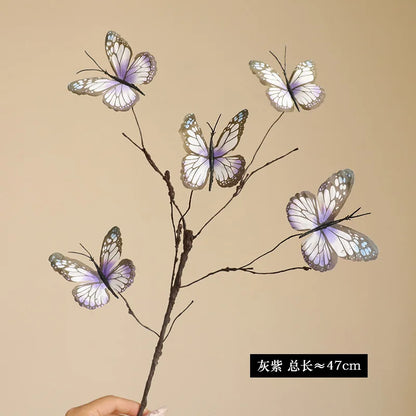 5 Head Butterfly Flower Branch Artificial Flowers Decor Creative Fake Flower For Home Flower Arrangement  Wedding Decorations