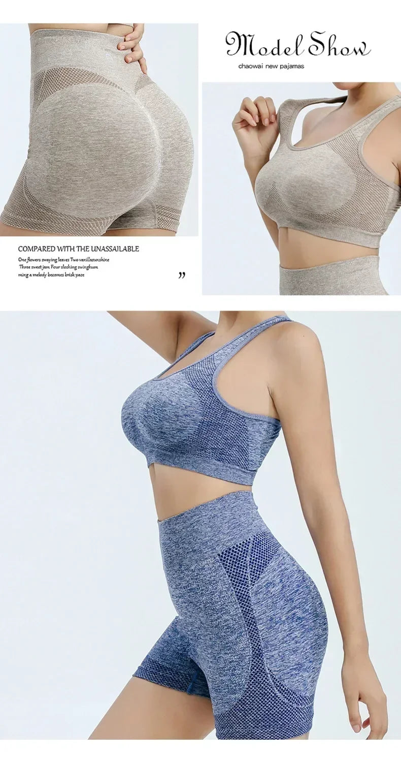 Women’s Seamless Yoga Set — Sports Bra, Shorts & Leggings