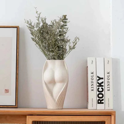 Straight tube vase ceramic products semi nude flower inserts human body crafts decorative ornaments