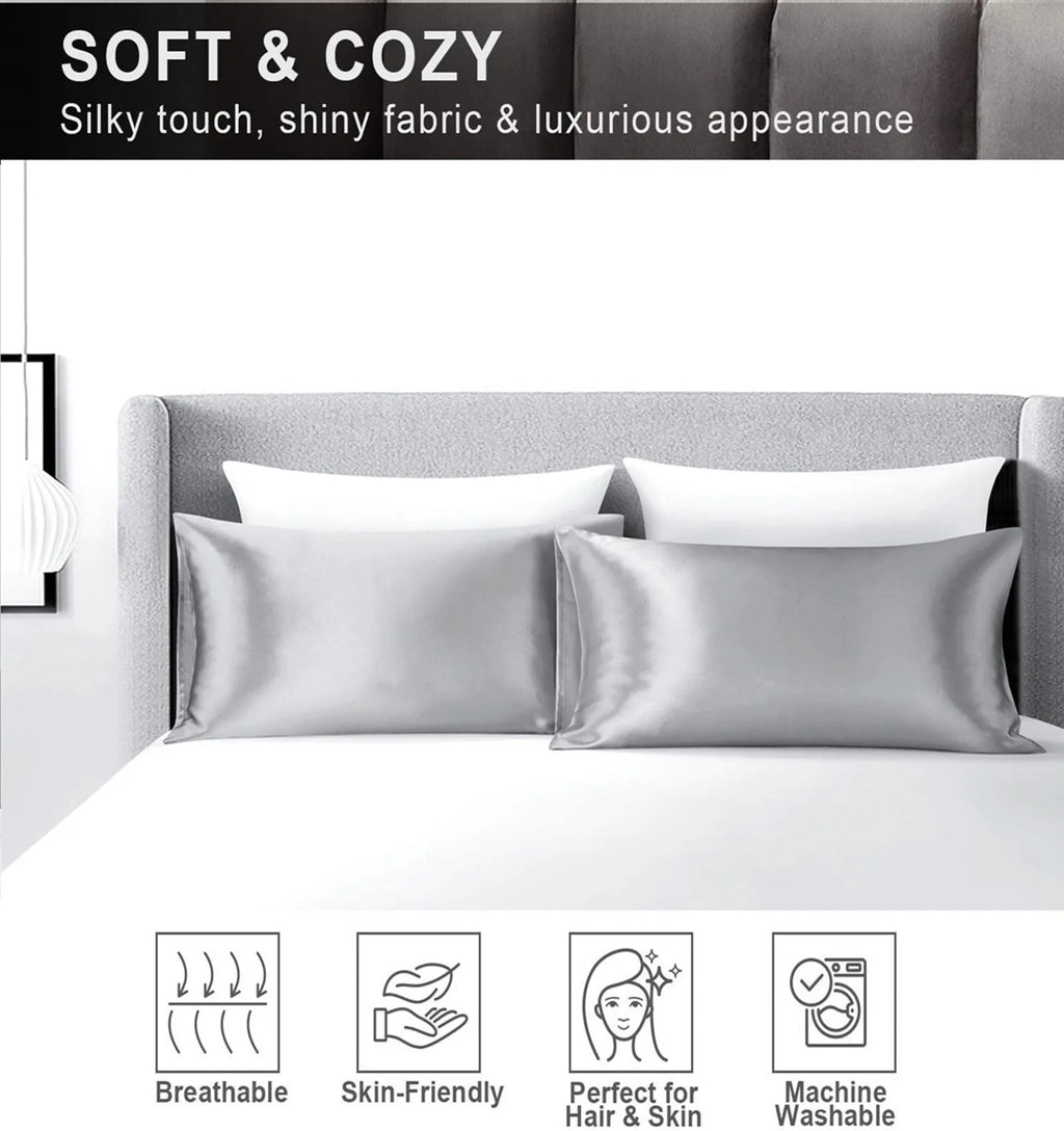 JuwenSilk Mulberry Silk Pillowcase, White, Standard