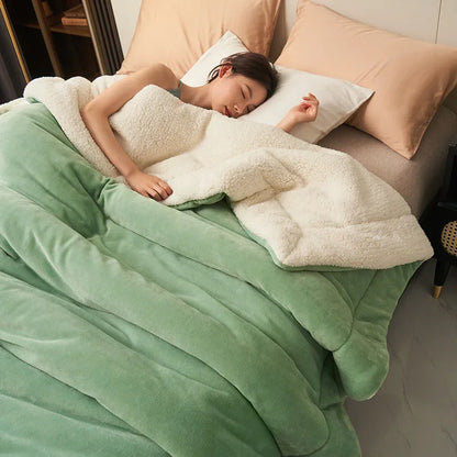 Plush Thick Warm Winter Blanket Double Layer Milk Fleece Flannel Soft Bed Blankets for Sofa Single Couple Flurry Bedspread