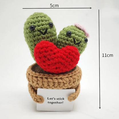 Crochet Flower Artificial Tulip Potted Finished Hand Woven Plants Knitted Sunflower Wedding Gift for Guests Home Decoration