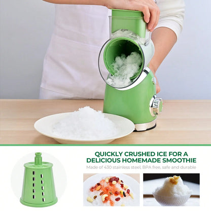 Rotary Cheese Grater with 6 Interchangeable Blades and Suction Base