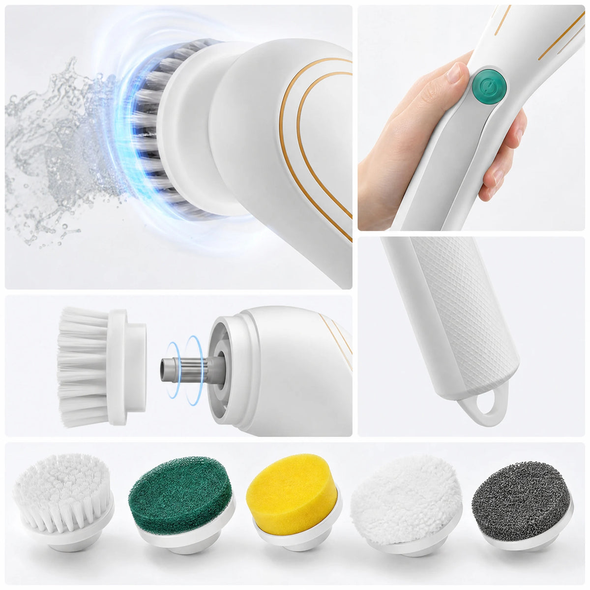 Electric Spin Scrubber, 5 Brush Heads