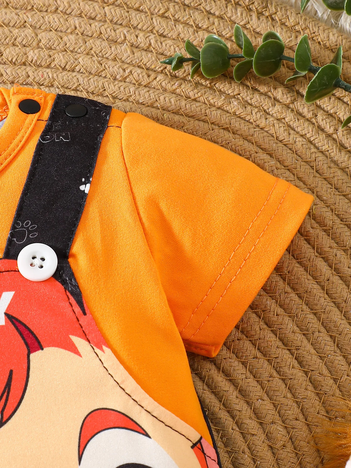 Cartoon Lion Print Short Sleeve Baby Romper