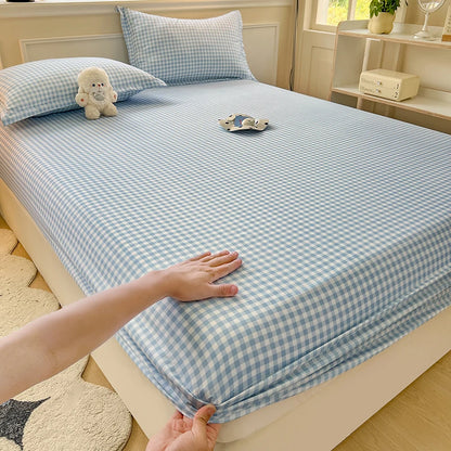 Plaid Fitted Sheet | Skin-Friendly, Elastic, Kids