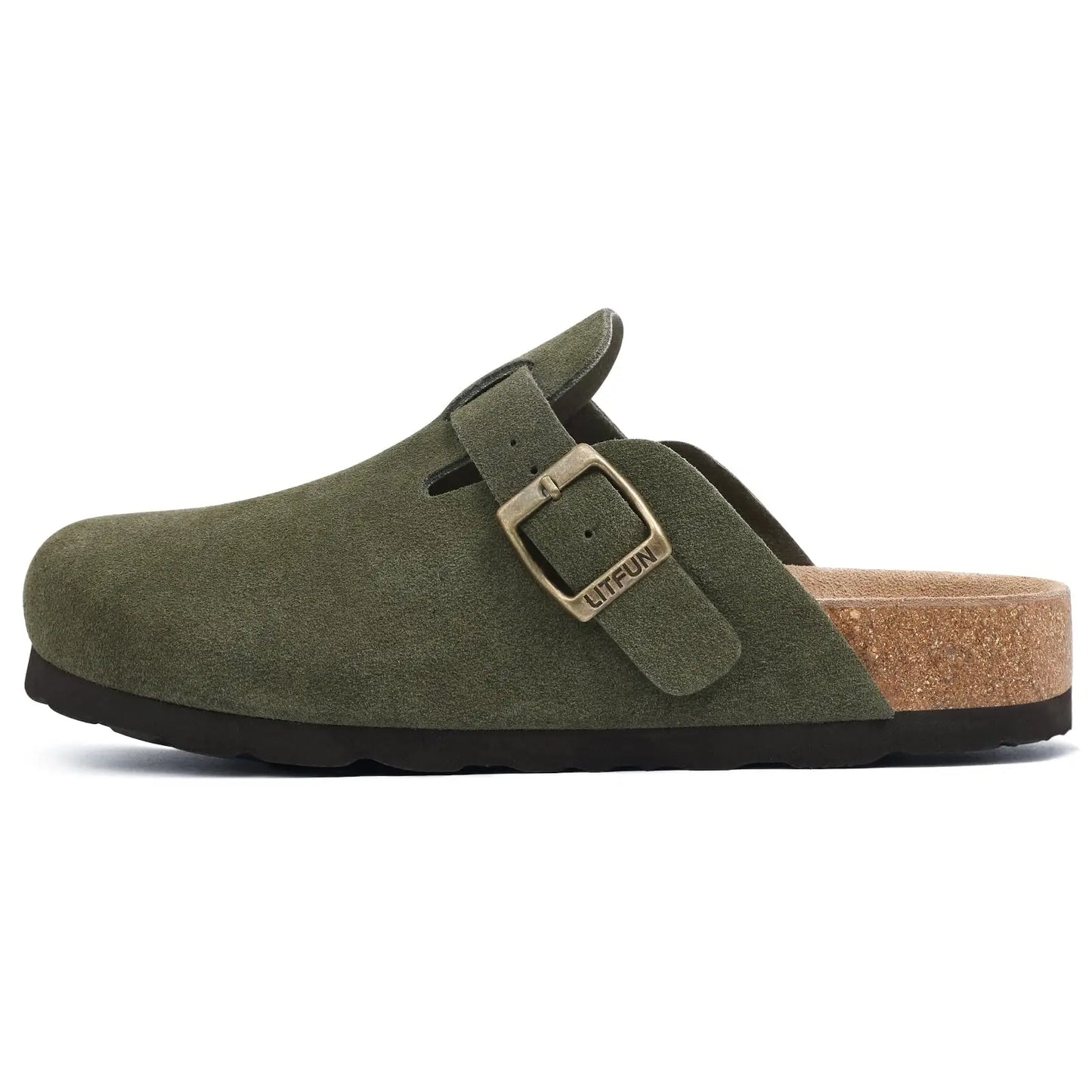 Men’s Suede Clogs — Soft Leather Cork Sandals with Arch Support