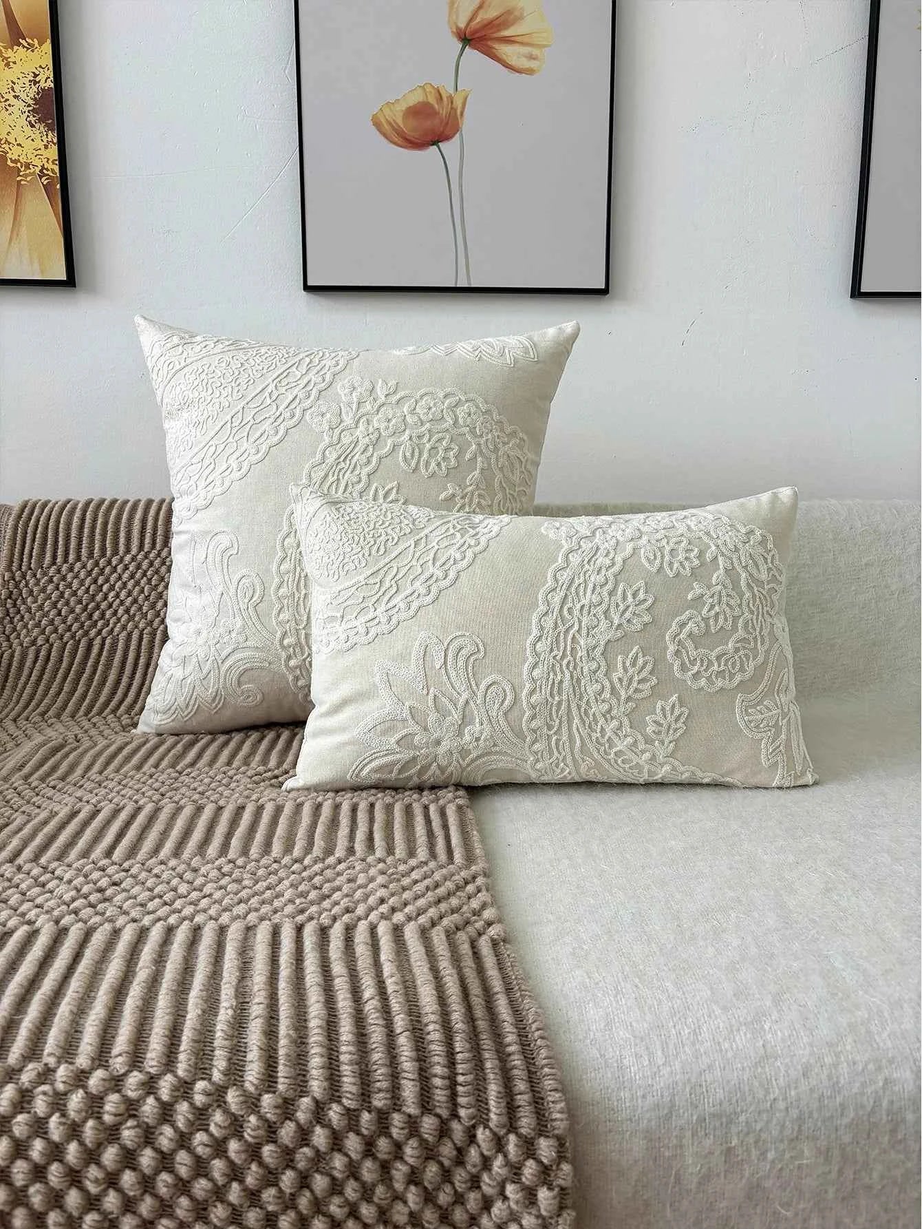 1pc, Embroidery Throw Pillow Without Insert, Decorative Throw Pillow Cushion, For Living Room Bedroom Sofa Home Decor