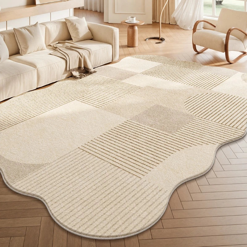 Cream Style Bedroom Decor Large Carpet Thick Plush Study Floor Mat Home Fluffy Soft Rug Irregular Shape Carpets for Living Room