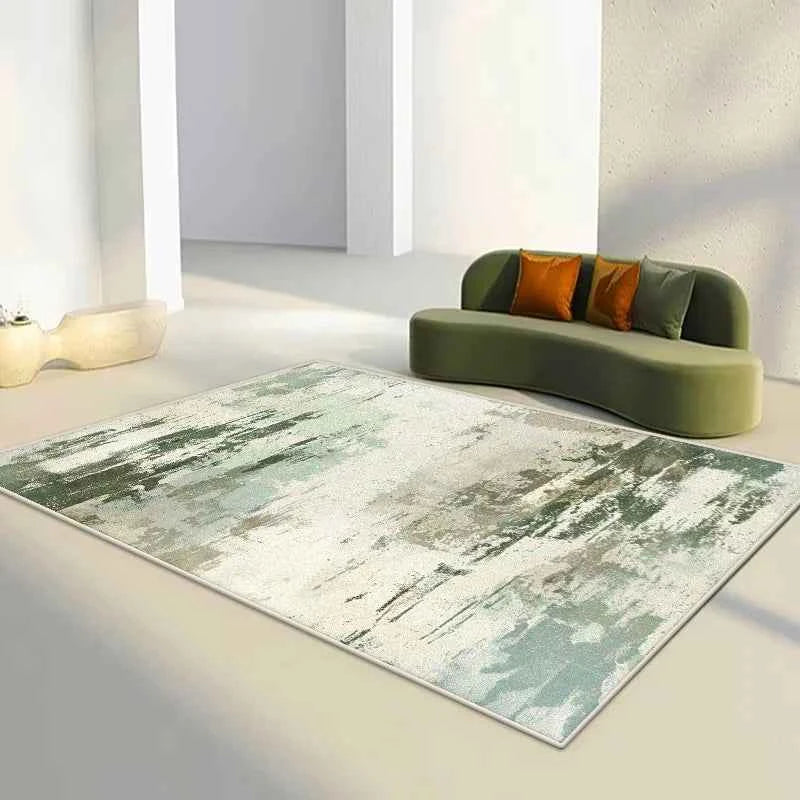 Green Abstract Flannel Carpet Bedroom Decoration Large Area Rugs Sofa Side Carpets for Living Room Soft Fluffy Lounge Floor Mat