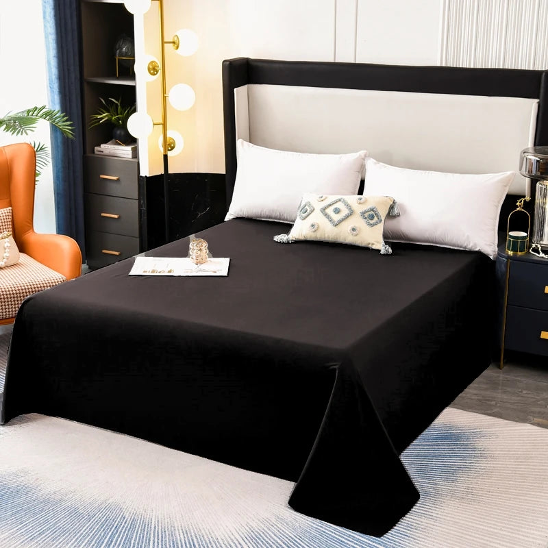 Queen Size Bed Flat Sheet - Soft Plain Solid Color Top Sheets Double Bed Linen without Pillowcase for Home Bedding Essentials