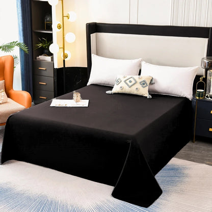 Queen Size Bed Flat Sheet - Soft Plain Solid Color Top Sheets Double Bed Linen without Pillowcase for Home Bedding Essentials