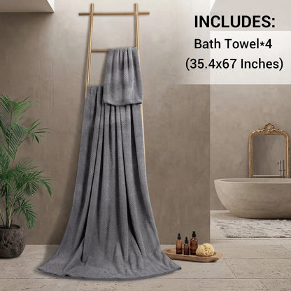 4-Pack Microfiber Bath Towel Set, 35.4"x67" Soft Absorbent Quick Dry
