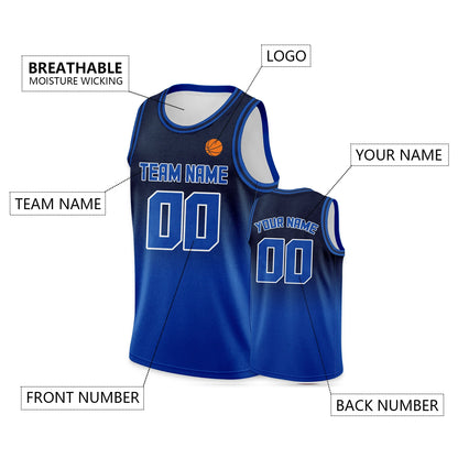 Custom Basketball Jersey Blue Gradient Personalized Printed Name Number Logo Team Shirt for Men Women Youth Kids Fans Gift