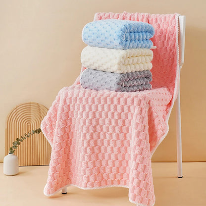 Coral Velvet Bath Towel, Thick Quick-Dry Microfiber