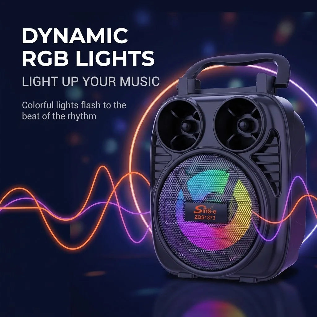 Portable Bluetooth Speaker – RGB LED, Heavy Bass, Phone Holder, FM Radio, TF Card & USB