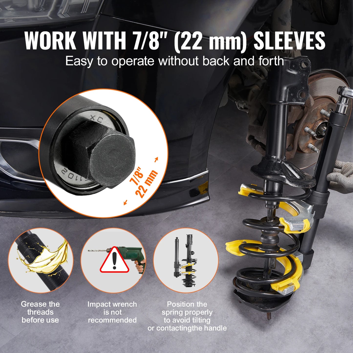 MacPherson Strut Spring Compressor Kit Interchangeable Fork Strut Coil Extractor Remover Tool