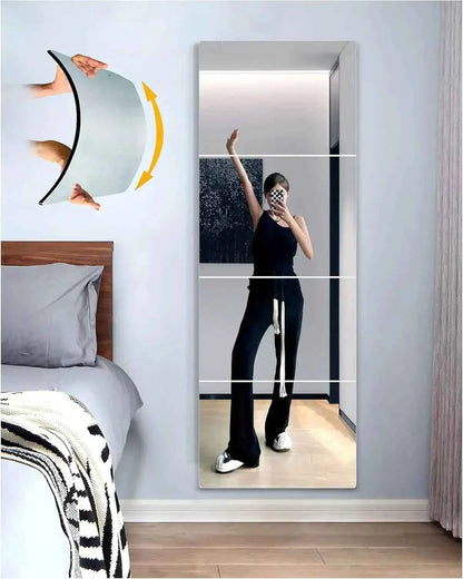 4/8pcs Wall Mirror Full Length Mirror for Bedroom Full Body Shatterproof Mirror Large Unbreakable frameless Soft Acrylic Mirrors
