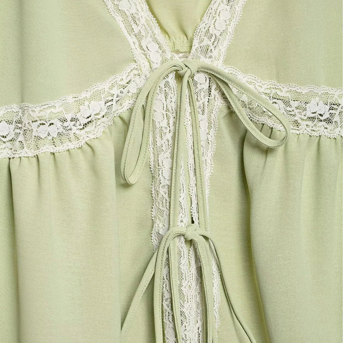 Women's Light Green Spaghetti Strap Lace Camisole Top – Sexy V-Neck Off Shoulder Backless Summer Tank