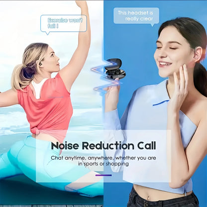 True Wireless Earbuds – Ear Clip Sport Design, Stereo Sound, Mic & LED Display