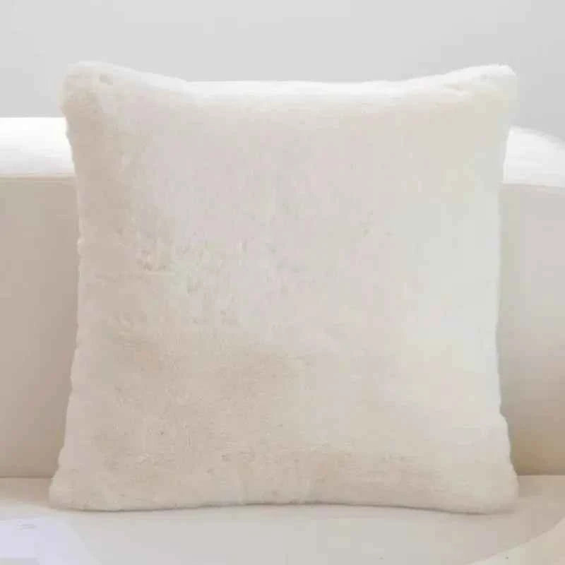 Ultra Soft Throw Pillows Case Faux Rabbit Fur Luxury Warm Plush Decorative Pillow Cushion Cover For Sofa Bedroom Living Room