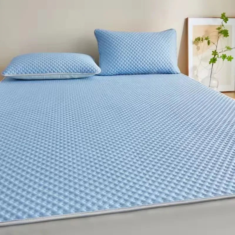 Summer Cooling Mattress Pad – Breathable Ice Silk Bed Mat, Washable & Skin-Friendly