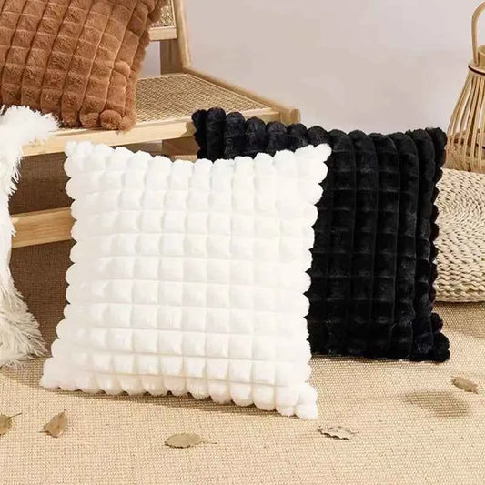 1PCS Imitation Rabbit Plush Throw Pillow Case Living Room Sofa ThrowPillow Cushion Office Solid Color Waist Pillow Bedroom