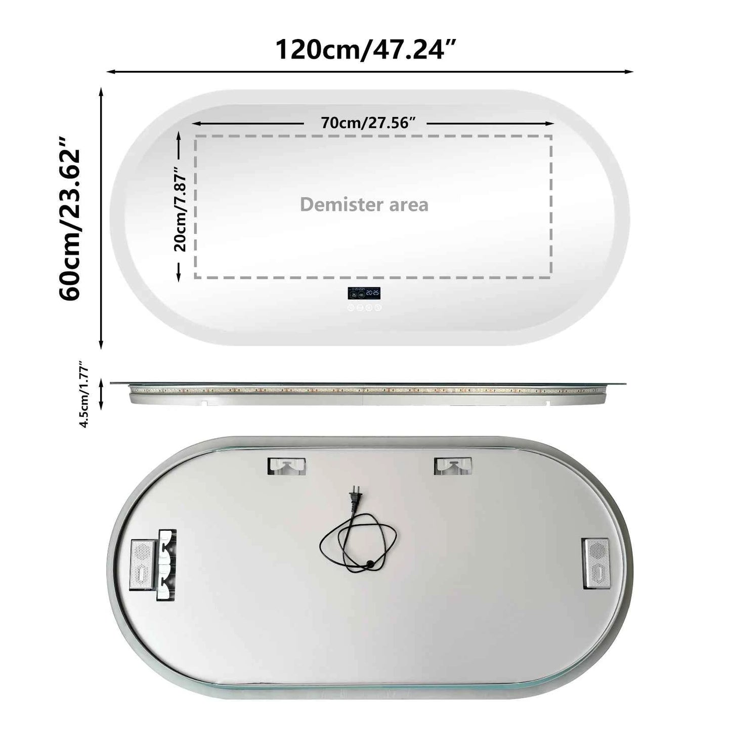 LUVODI 20x32” Led Lighted Bluetooth Bathroom Mirror Backlit Illuminate Dimming Vanity Mirror with Time Date Display Anti-fog