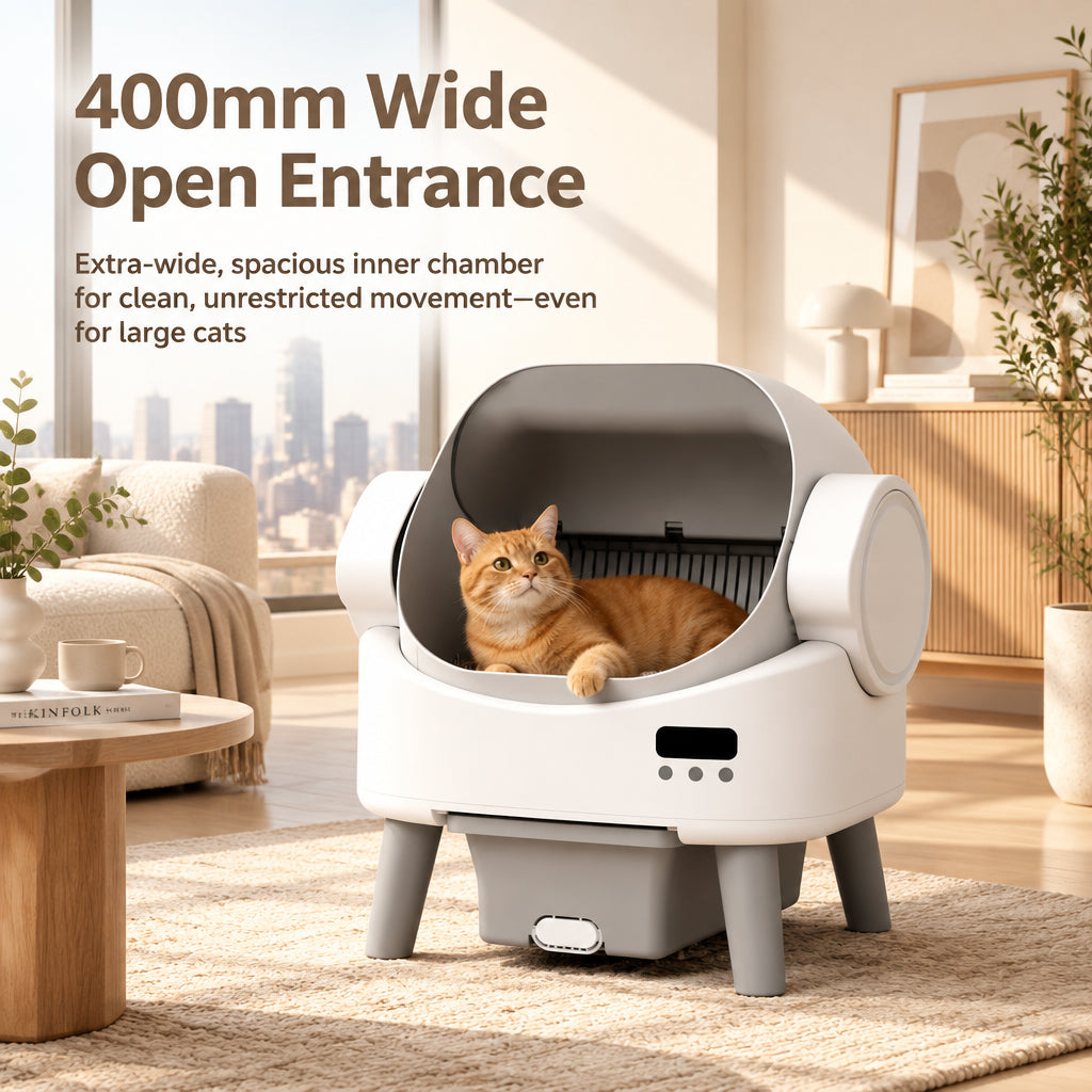 Automatic Self-Cleaning Cat Litter Box – White