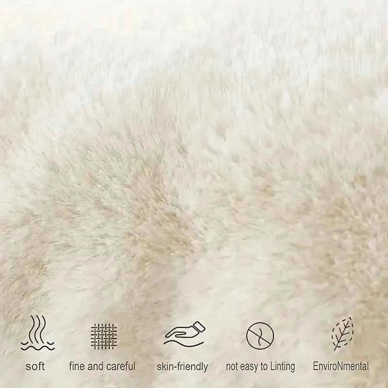 Ultra Soft Throw Pillows Case Faux Rabbit Fur Luxury Warm Plush Decorative Pillow Cushion Cover For Sofa Bedroom Living Room