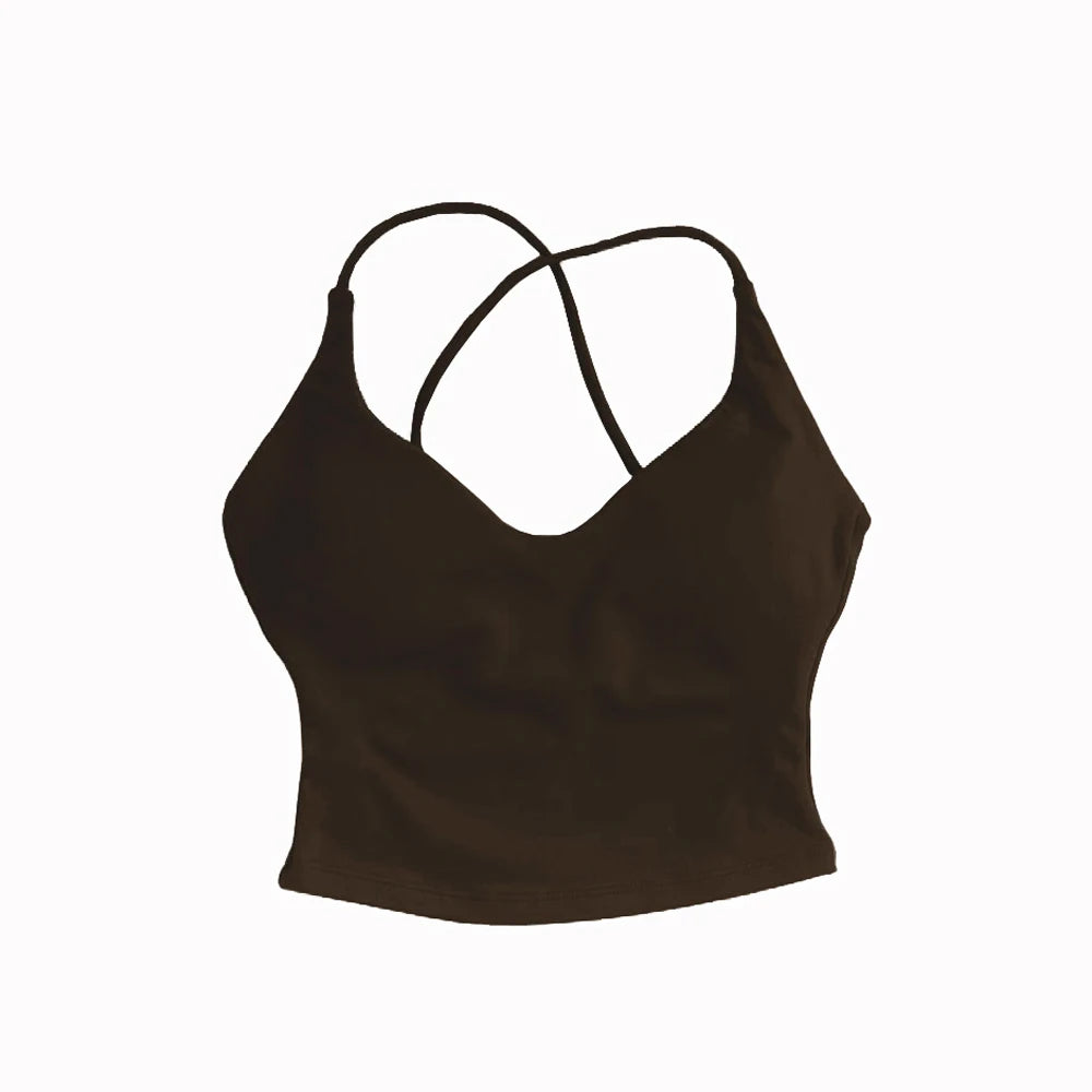 Dynamic Strappy Push-Up Fitness Tank Top — Back Cross Sports Bra