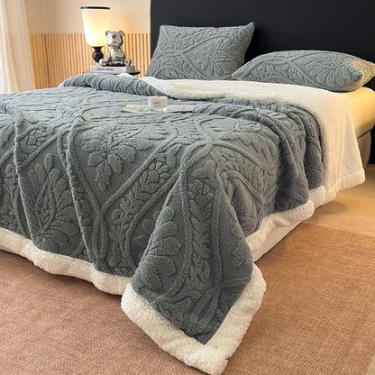 Lamb Fleece Warm Throw, Four Seasons Universal Use, Plush & Extra Cozy Bed Blanket, Portable Lap Cover for Office Naps, Multi-scene Bedding for Sofa & Workplace, Fully Machine Washable