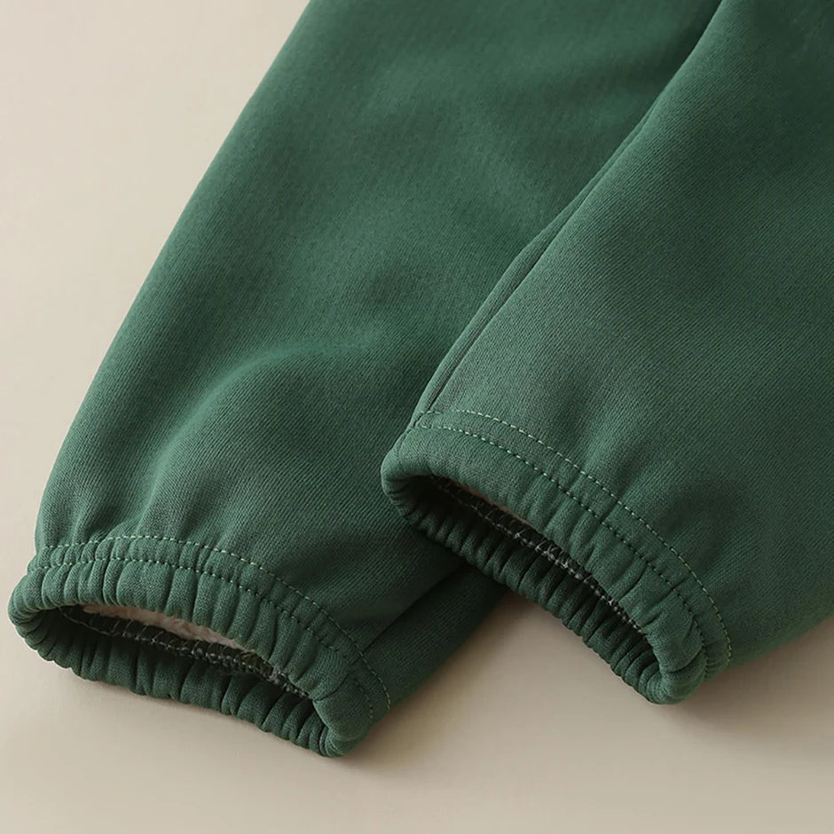Autumn And Winter Children's Plush Warm Sports Casual Pants For Boys And Girls Solid Color Fashion Thick Windproof Harun Pants