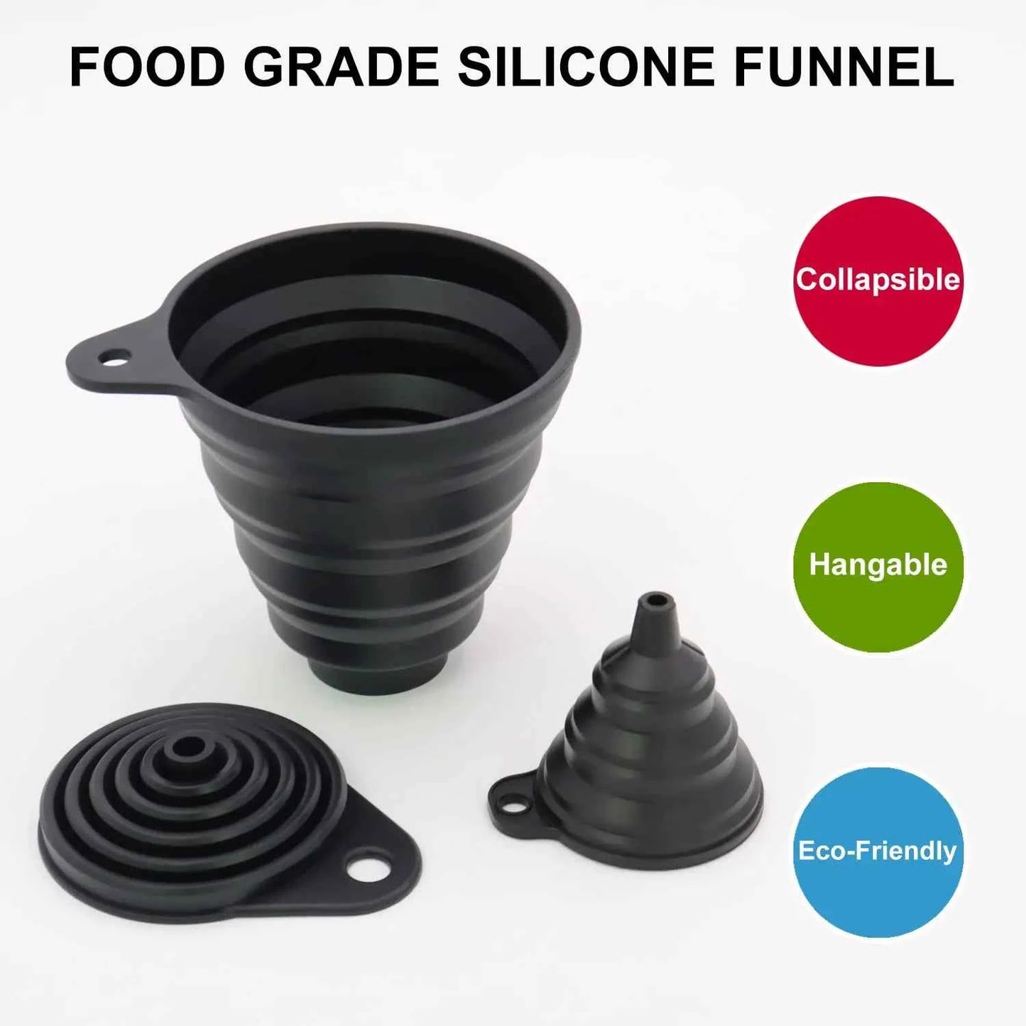 Silicone Funnels For Kitchen Use Filling Bottles ,Liquid, Powder Transfer (3 Pcs ) ,1 Mini/1 Small/1 Wide Mouth Funnel Set