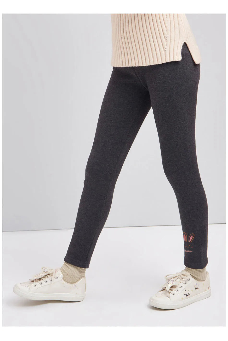 2026 Children Leggings Girls Fleece Lined Thermal Bottoms Baby Casual Trousers Kids Warm Pants Elastic Bunny Tights 3-8 Years