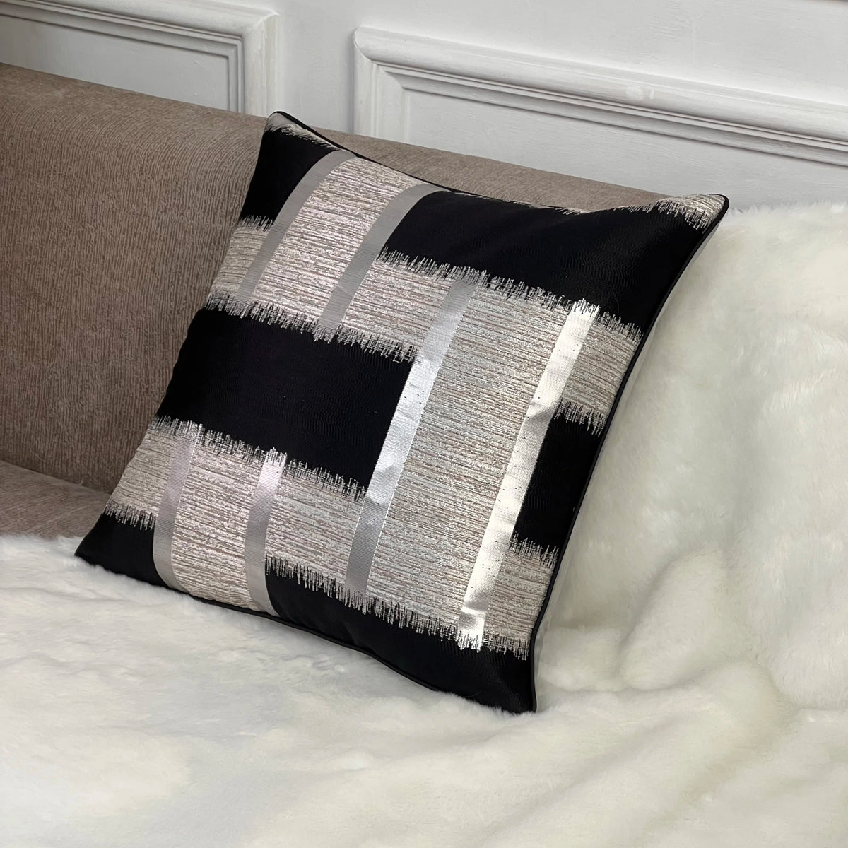 Gold Stripe Holiday Cushion Cover, Yellow