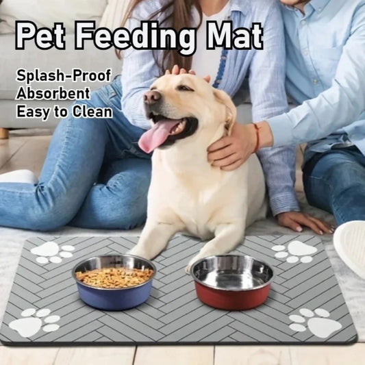 Pets Feeding Mat Pet Placemat For Food And Water Bowl Quick Dry Water Dispenser Mat Feeding Supplies Waterproof Rubber Backing