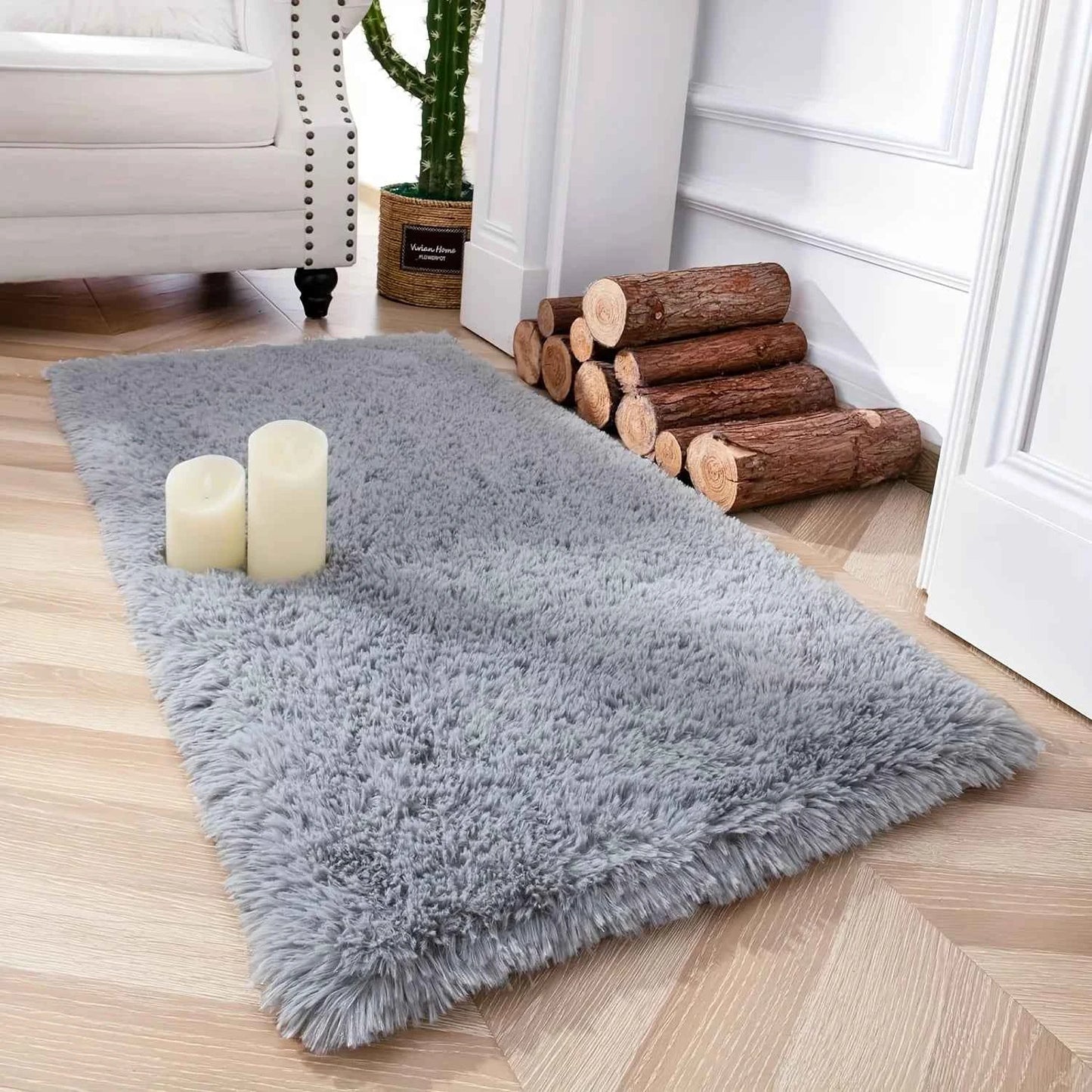 VIKAMA Ins Bedroom Bedside Rug - Nordic Plush Carpet For Living Room - Children's Room Cool And Warm Floor Mat - Home Decoration