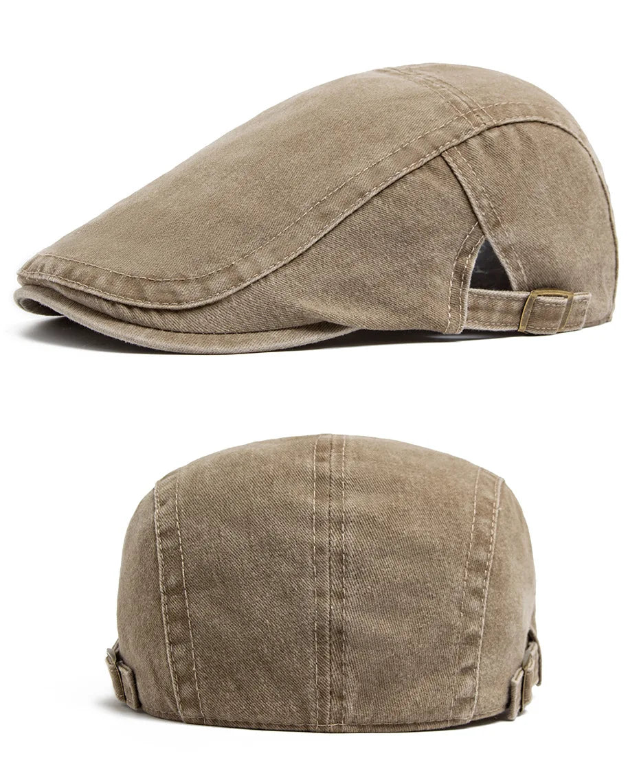 Retro Washed Denim Newsboy Cap