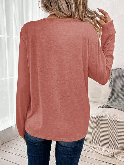 Women's Spooky Teacher Long Sleeve Crew Neck T-Shirt with Ghost Print, Cute Soft Horror Funny Halloween Gift, Casual Athletic Vacation Top